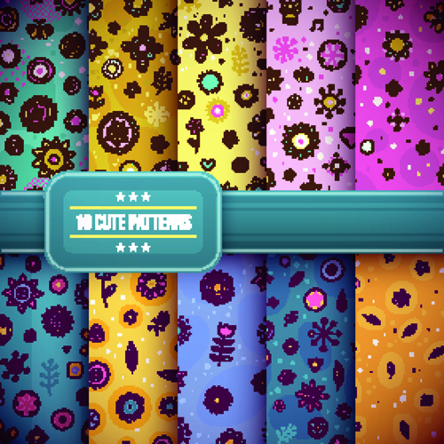 Vector cute patterns design 02