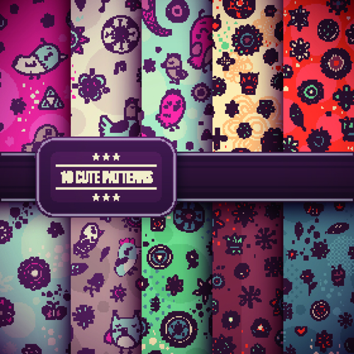 Vector cute patterns design 03