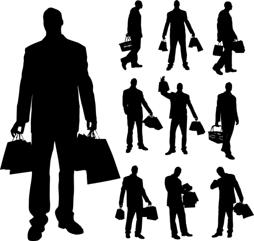 Different occupations man and woman silhouettes vector 02