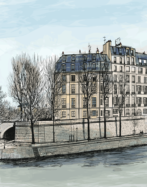 Drawn Saint Louis in Paris vector