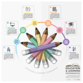 Education with learning infographic design vector 05