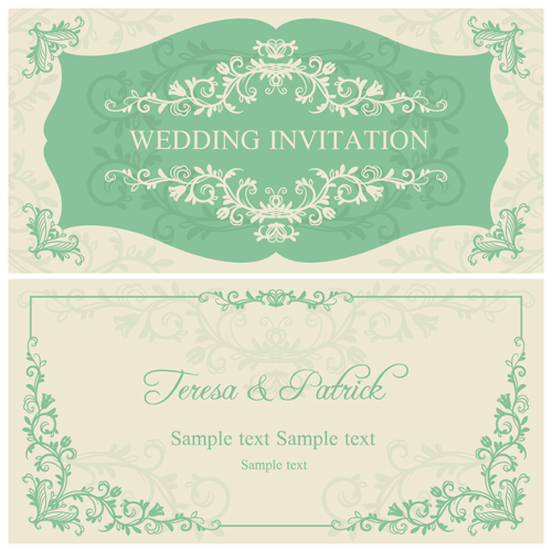 Elegant floral decorative wedding invitation vector cards 03