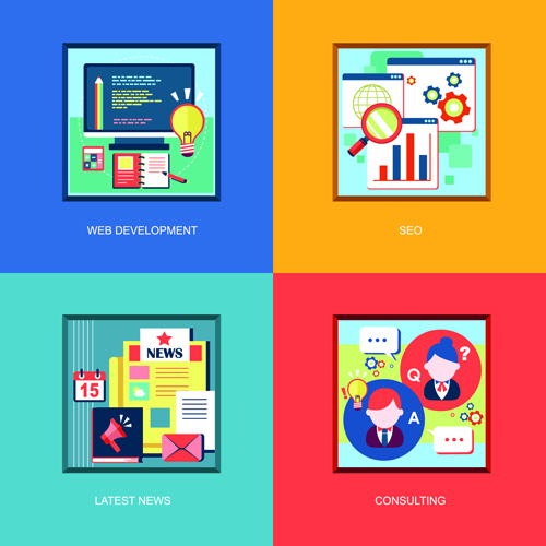 Flat infographics icons creative vector 01
