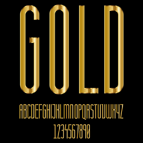 numbers golden glossy alphabet 