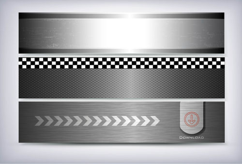 Glossy metal structure banner 01 vector
