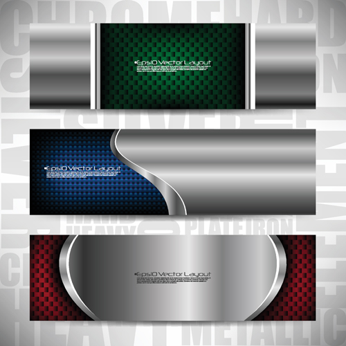 Glossy metal structure banner 06 vector
