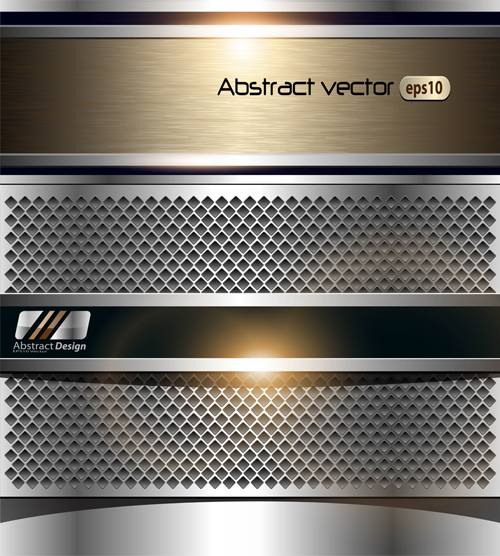 Glossy metal structure banner 07 vector
