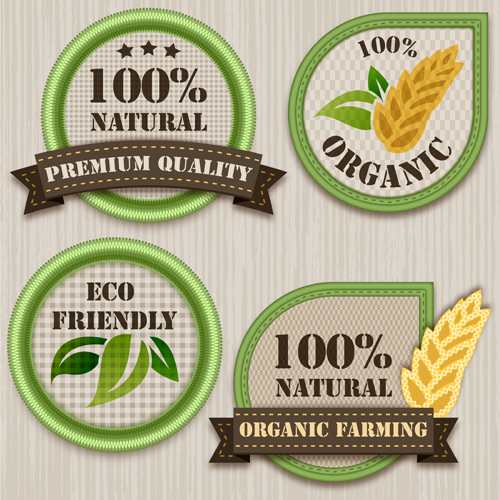 Green eco labels vector material set