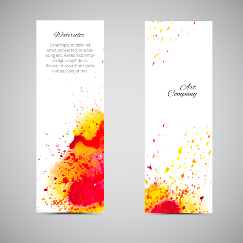 Grunge watercolor banners vectors 01