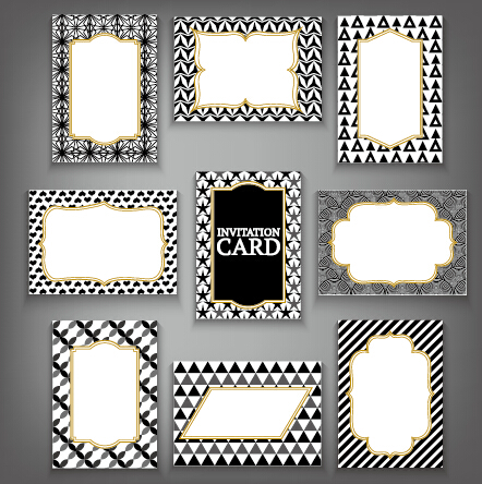 Invitation card frame with black white pattern vector