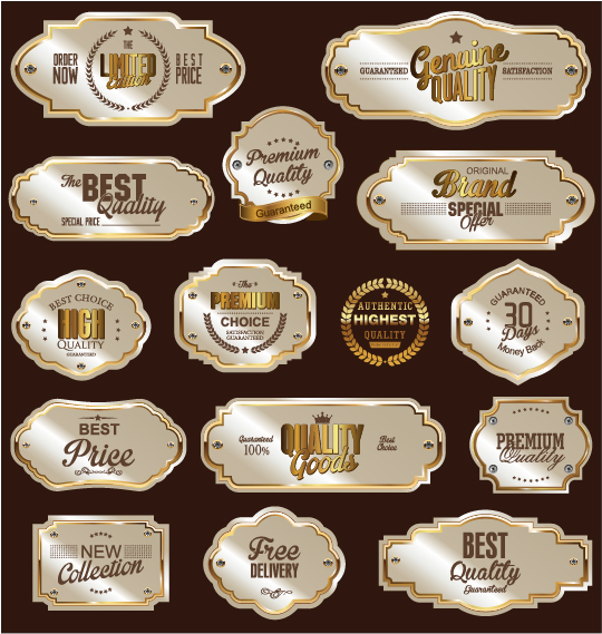 Ornate premium quality badge with labels vectors