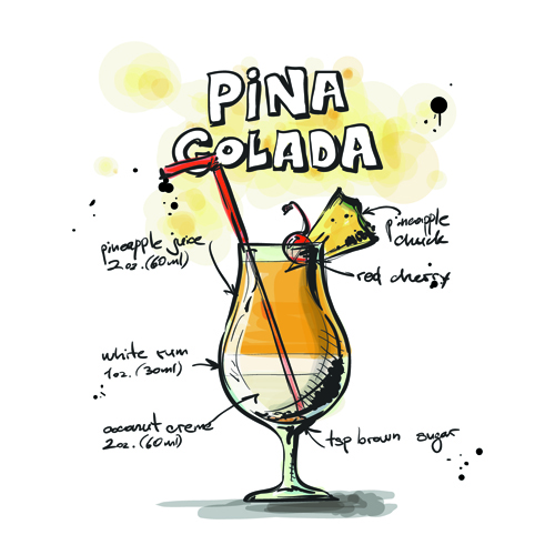 Hand Drawn Cocktails Recipes vector 04