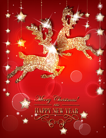 xmas reindeer ornament golden background 