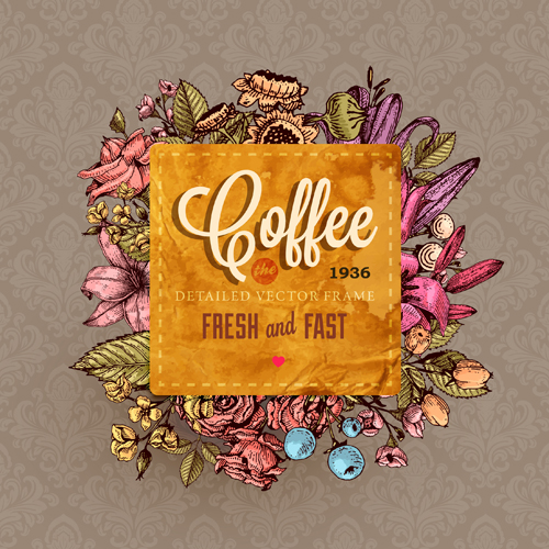 Retro flower labels ornate vector set 02