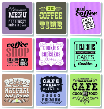 Retro food labels illustration vector 08