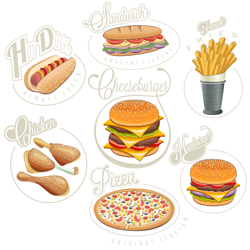 Retro style logos fast food 