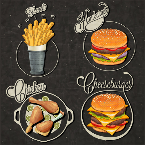 Retro style logos food fast food 