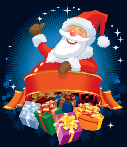 Cute Santa design elements vector graphics 03