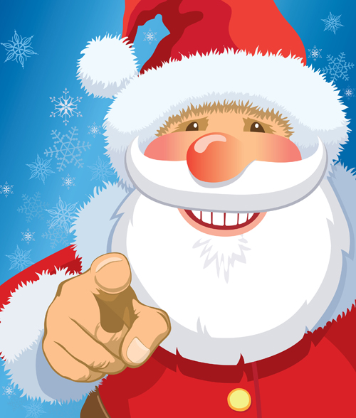 Cute Santa design elements vector graphics 04