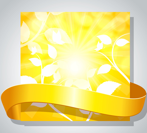 Shiny yellow background vector graphics 02
