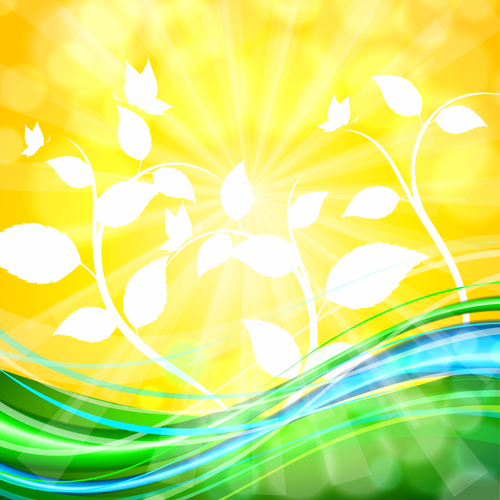 Shiny yellow background vector graphics 03