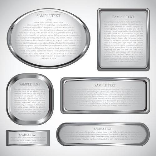 Silver metal frame vector banner