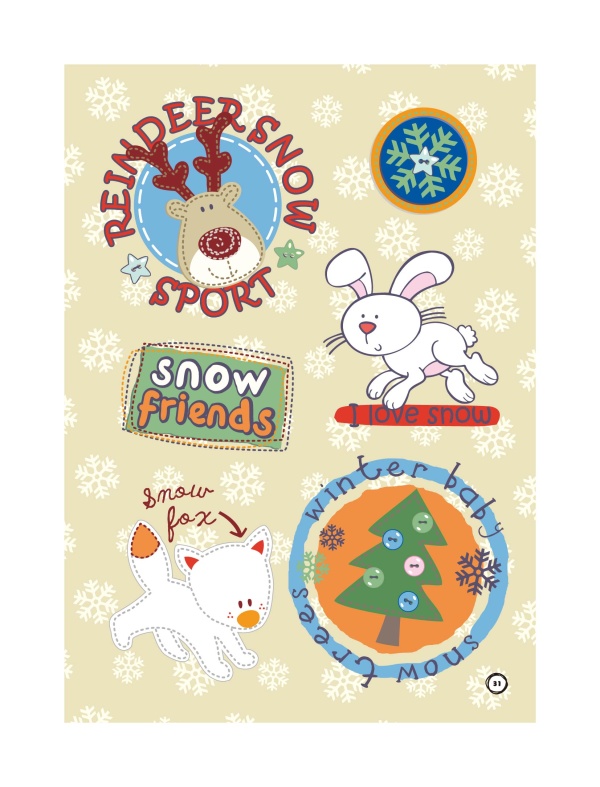 Snowflake with cute animal christmas vector