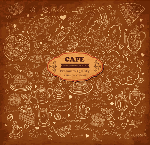 Tea time design element vector background set 02