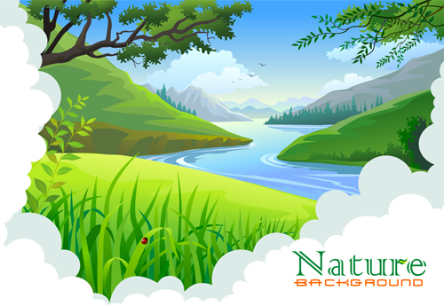 vector background tree scenery natural background 