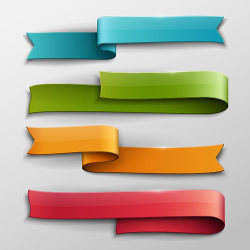 Vector banner colored ribbon design 01