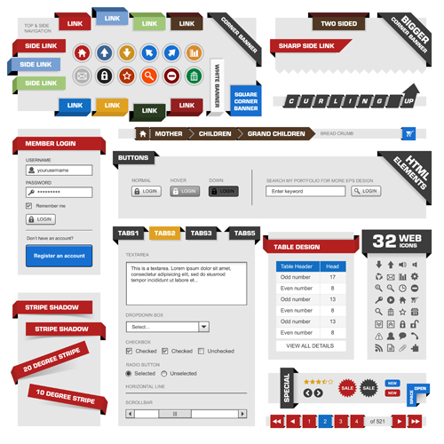 Vector business website elements kit set 02