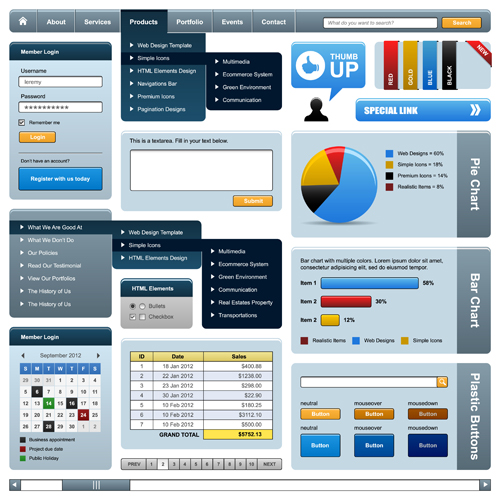Vector business website elements kit set 04