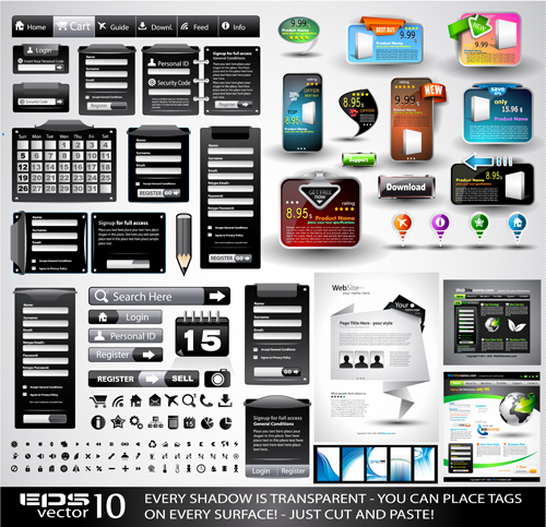 Vector business website elements kit set 05