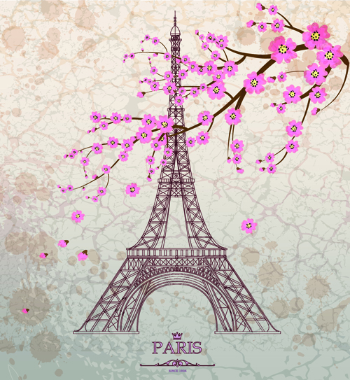 Vintage eiffel tower design background 03
