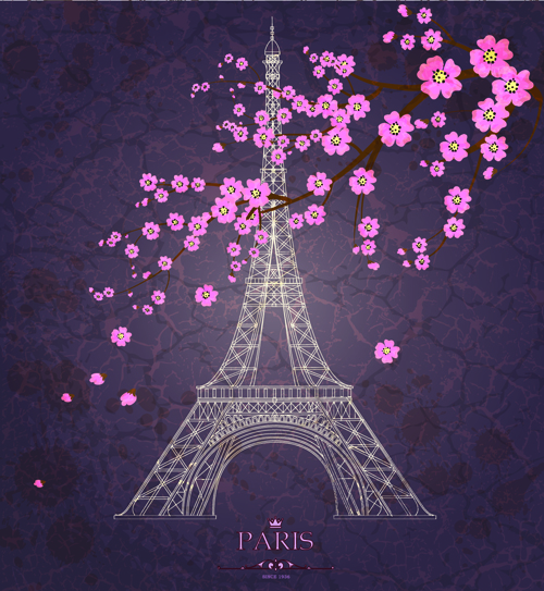 Vintage eiffel tower design background 04