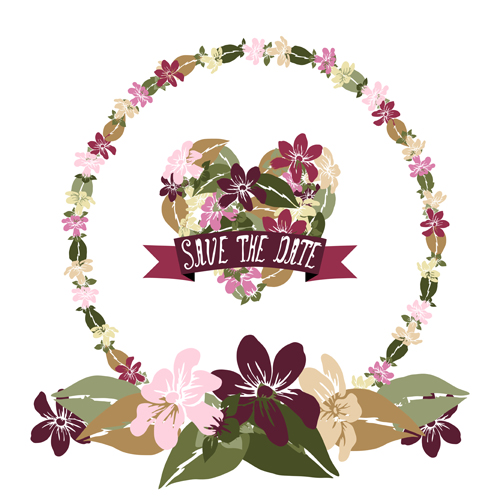 Vintage flower heart shaped and frames vector 17