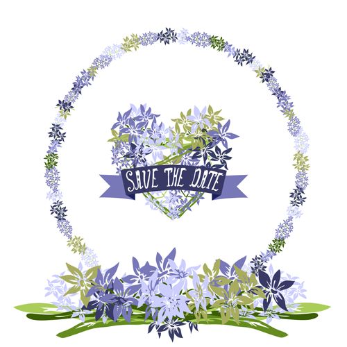 Vintage flower heart shaped and frames vector 20