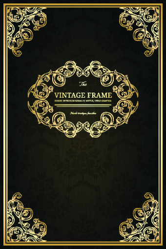 Vintage luxury frame design vector set 03
