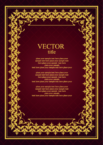 Vintage luxury frame design vector set 04