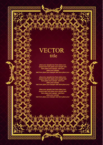 Vintage luxury frame design vector set 05
