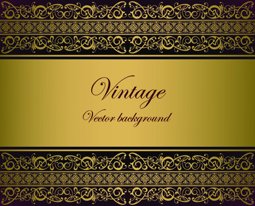 Vintage gold border background vector 03