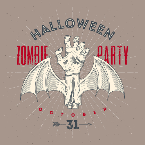 Vintage halloween party vector poster set 02 Vintage halloween party vector poster set 02