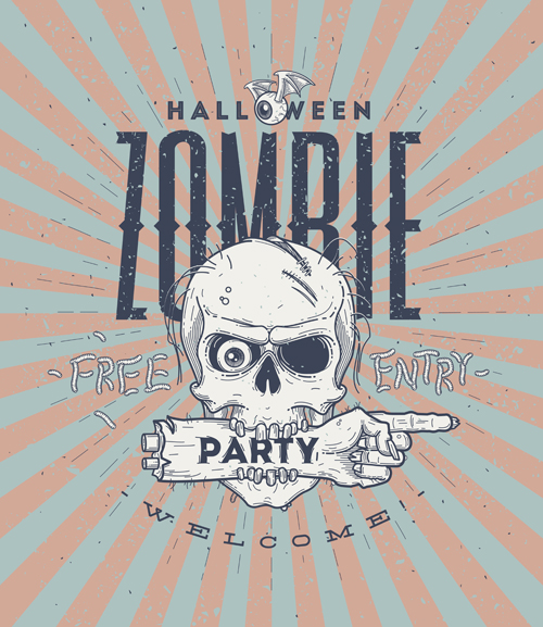 Vintage halloween party vector poster set 03 Vintage halloween party vector poster set 03