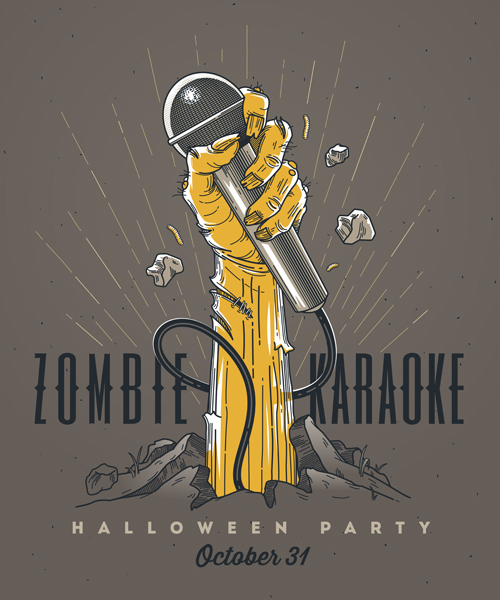 Vintage halloween party vector poster set 06 Vintage halloween party vector poster set 06