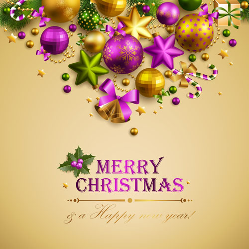 Different Xmas decorations vector material 02
