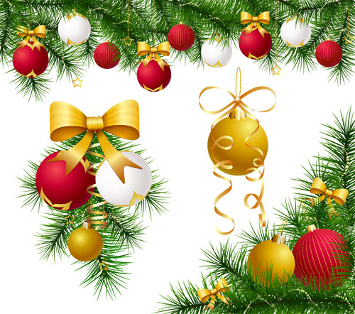 Different Xmas decorations vector material 04
