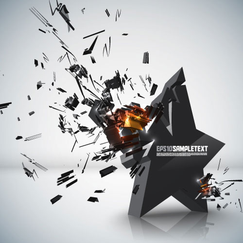 Set of Explosion 3D Graphics background vector 01