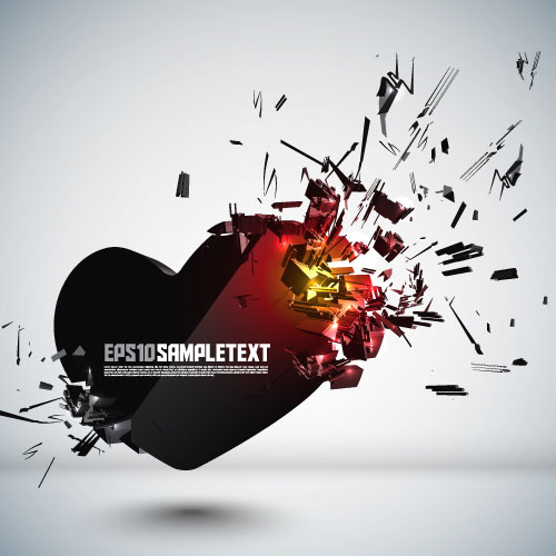 Set of Explosion 3D Graphics background vector 03
