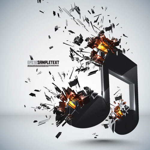 Set of Explosion 3D Graphics background vector 04