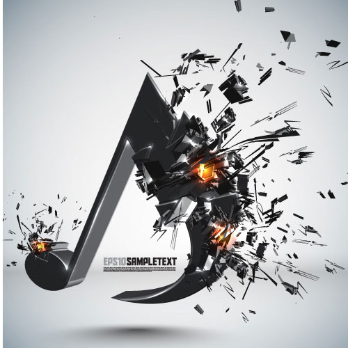 Set of Explosion 3D Graphics background vector 05